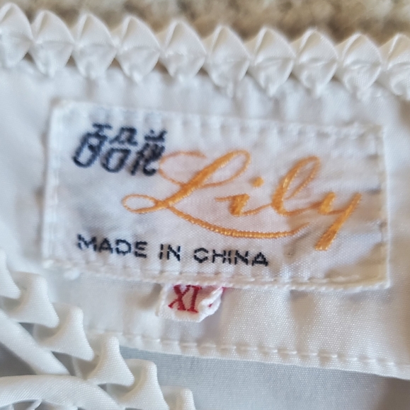 Vintage embroidered white blouse large - Picture 10 of 11